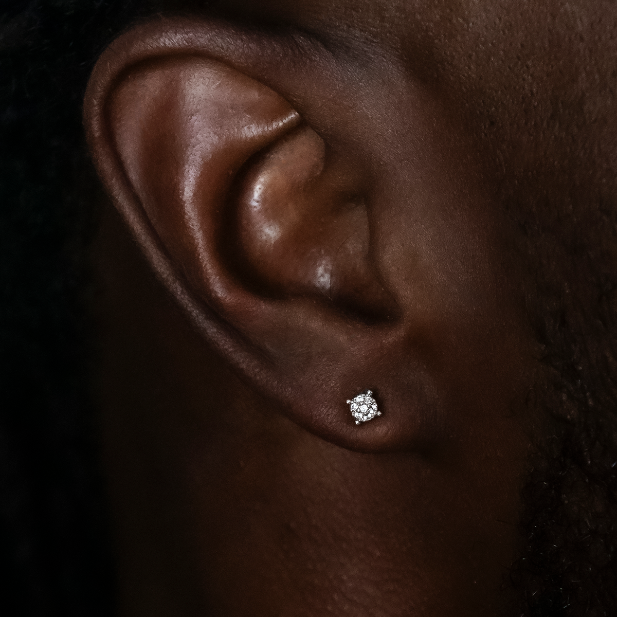3MM Pave Round Moissanite Stud Earrings in White Gold Vermeil