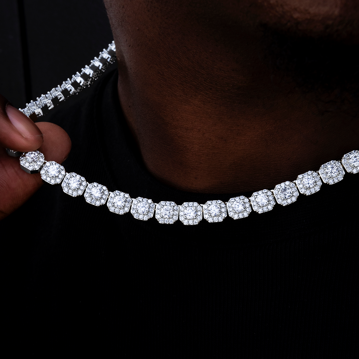 8.5MM Diamond Prong Cuban Necklace - Yellow Gold