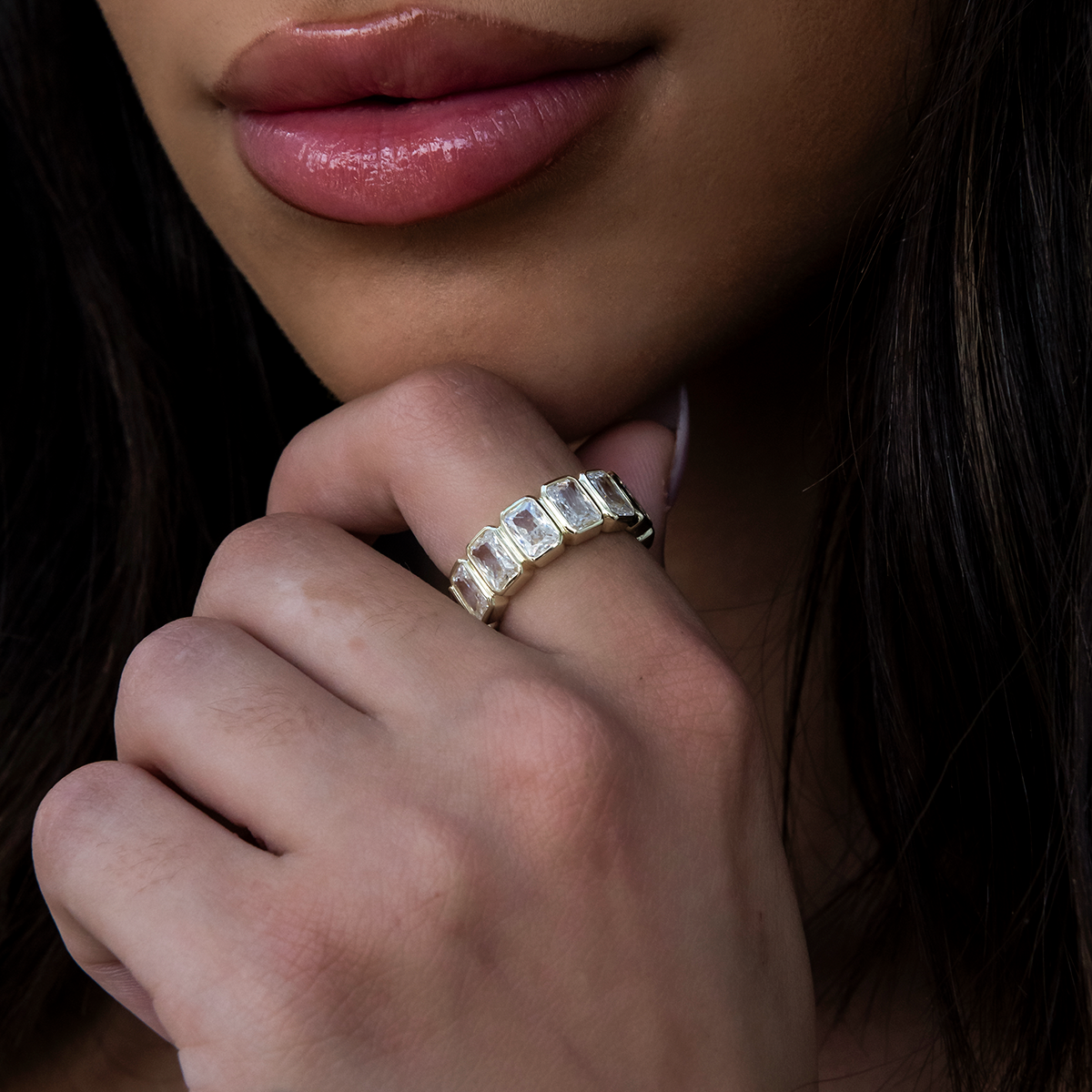 Baguette Bezel Ring in Yellow Gold Vermeil