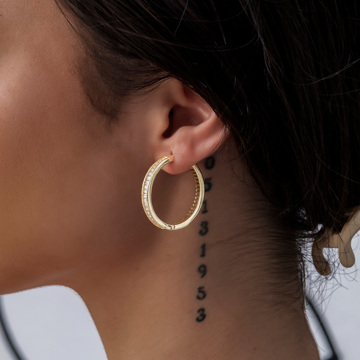 Baguette Hoop Earrings in Yellow Gold