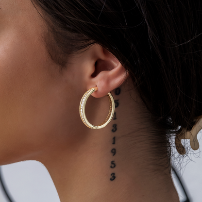 Baguette Hoop Earrings in Yellow Gold