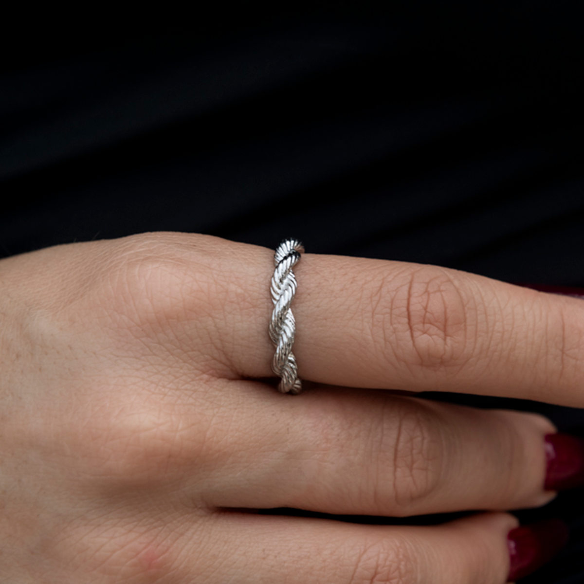 4MM Rope Ring in White Gold