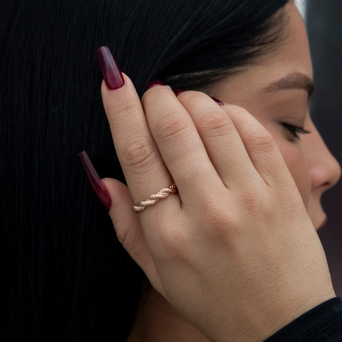4MM Rope Ring in Rose Gold