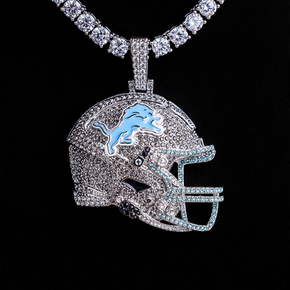 2025 Detroit Lions Team Helmet Pendant - White Gold