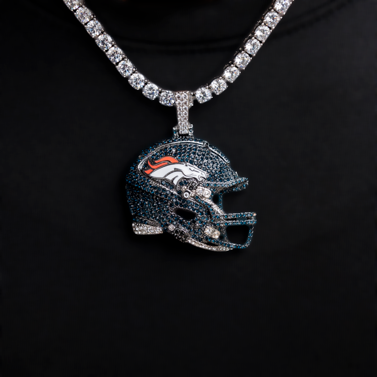 2025 Denver Broncos Team Helmet Pendant - White Gold