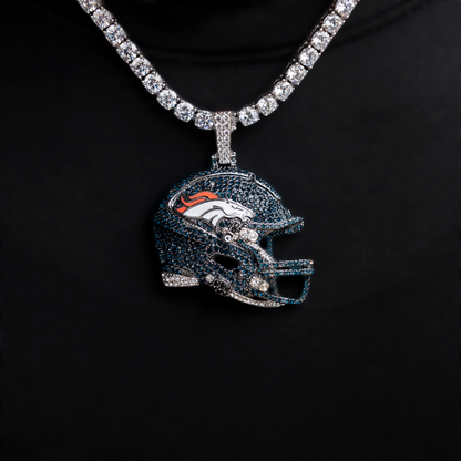 2025 Denver Broncos Team Helmet Pendant - White Gold