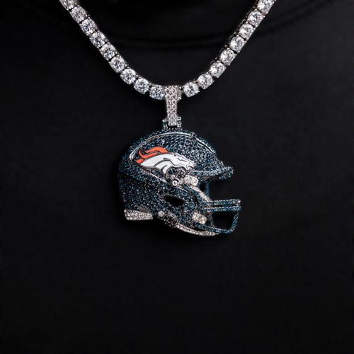 2025 Denver Broncos Team Helmet Pendant - White Gold