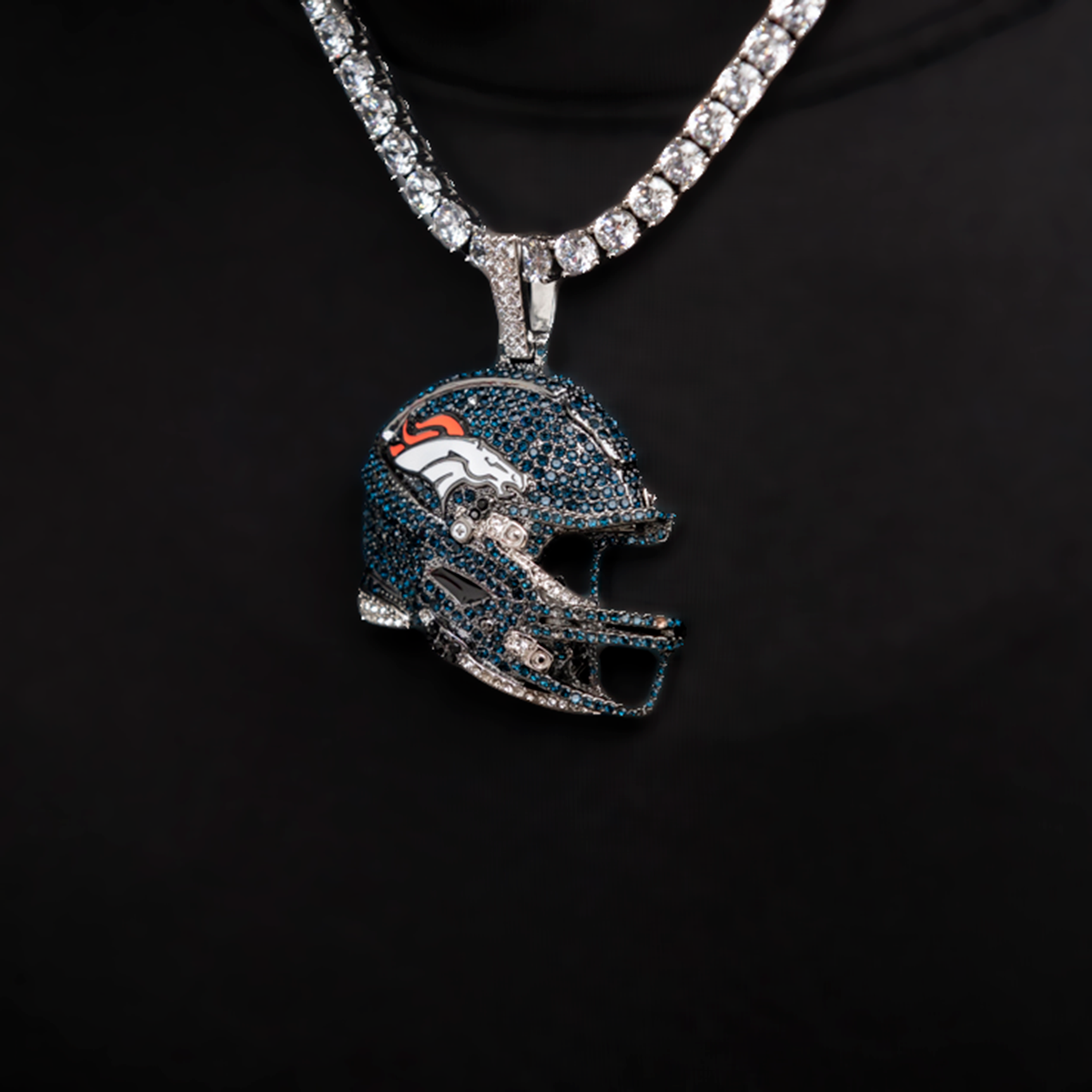 2025 Denver Broncos Team Helmet Pendant - White Gold