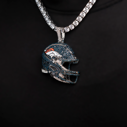 2025 Denver Broncos Team Helmet Pendant - White Gold