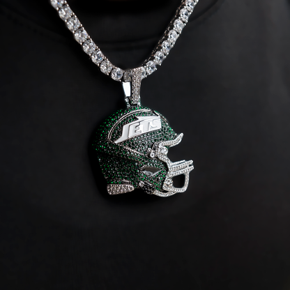 2025 New York Jets Team Helmet Pendant - White Gold