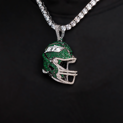 2025 New York Jets Team Helmet Pendant - White Gold