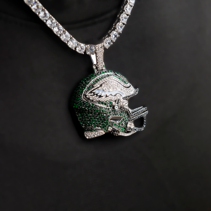 2025 Philadelphia Eagles Team Helmet Pendant - White Gold