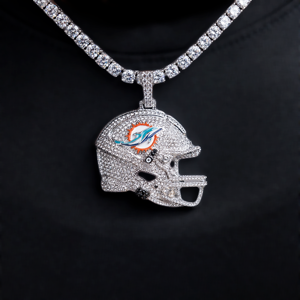 2025 Miami Dolphins Team Helmet Pendant  - White Gold
