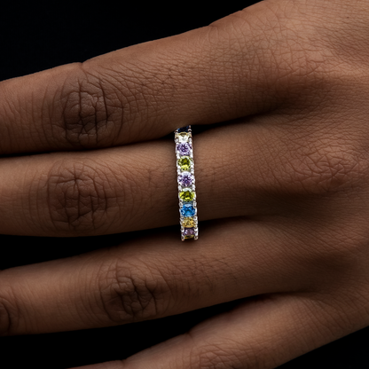 3mm Royal Stones Diamond Band Ring in White Gold Vermeil