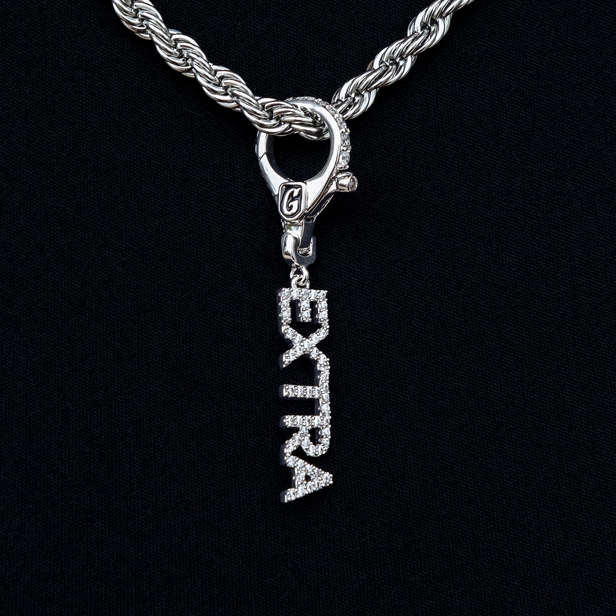 "Extra" Clip On Charm Pendant in White Gold