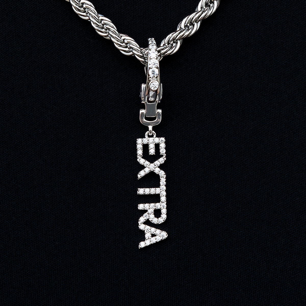 "Extra" Clip On Charm Pendant in White Gold