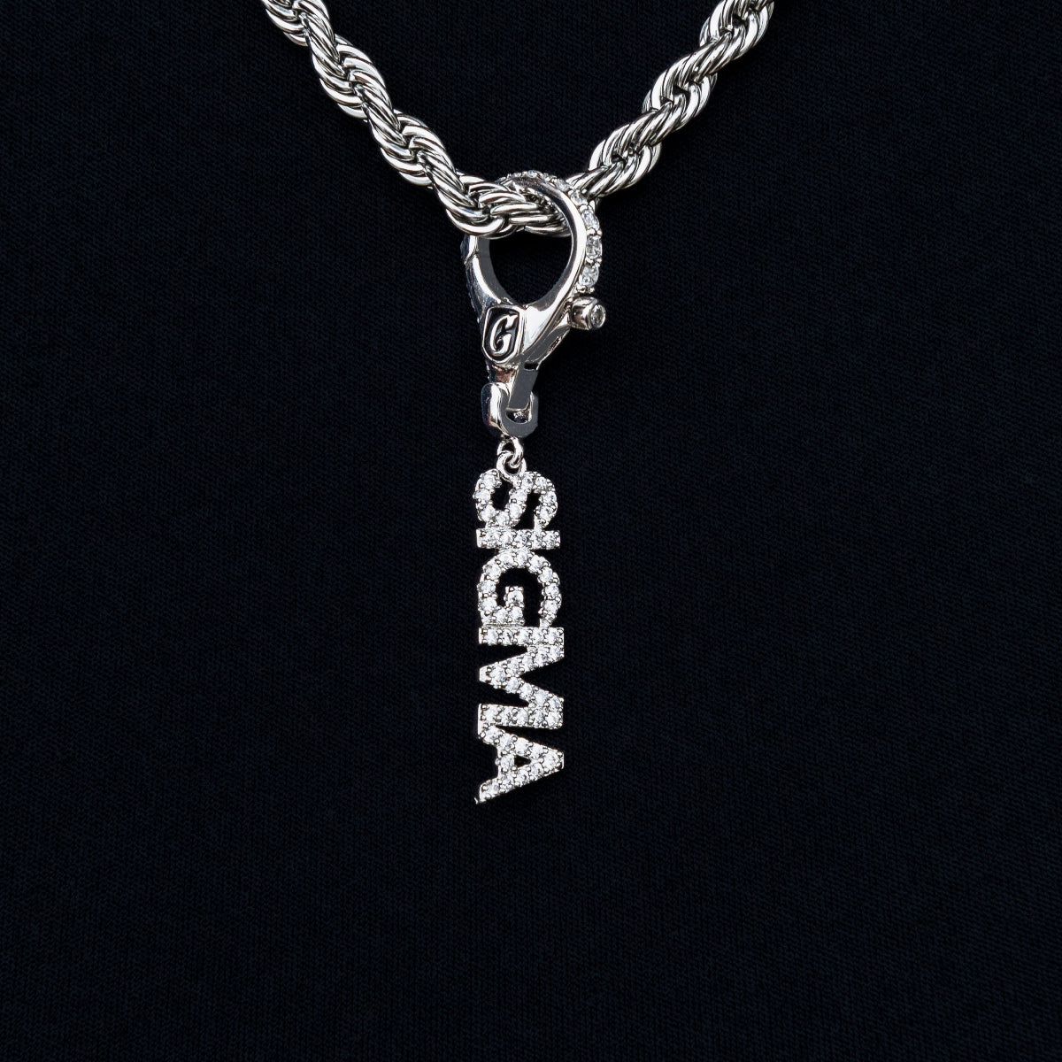 "Sigma" Clip On Charm Pendant in White Gold