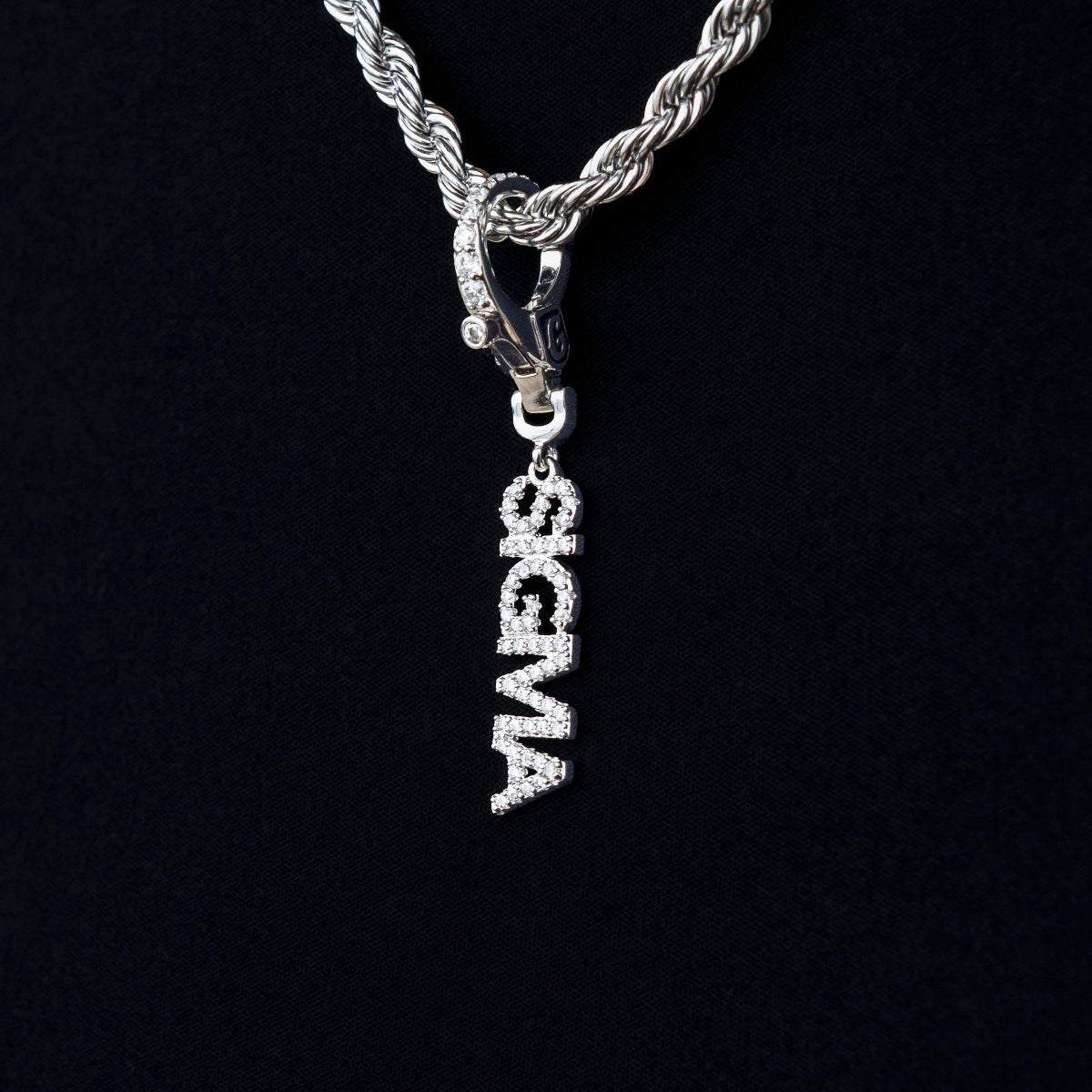 "Sigma" Clip On Charm Pendant in White Gold