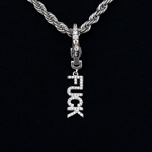 "Fuck" Clip On Pendant in White Gold