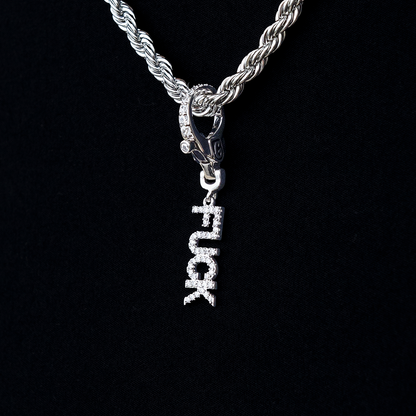 "Fuck" Clip On Pendant in White Gold
