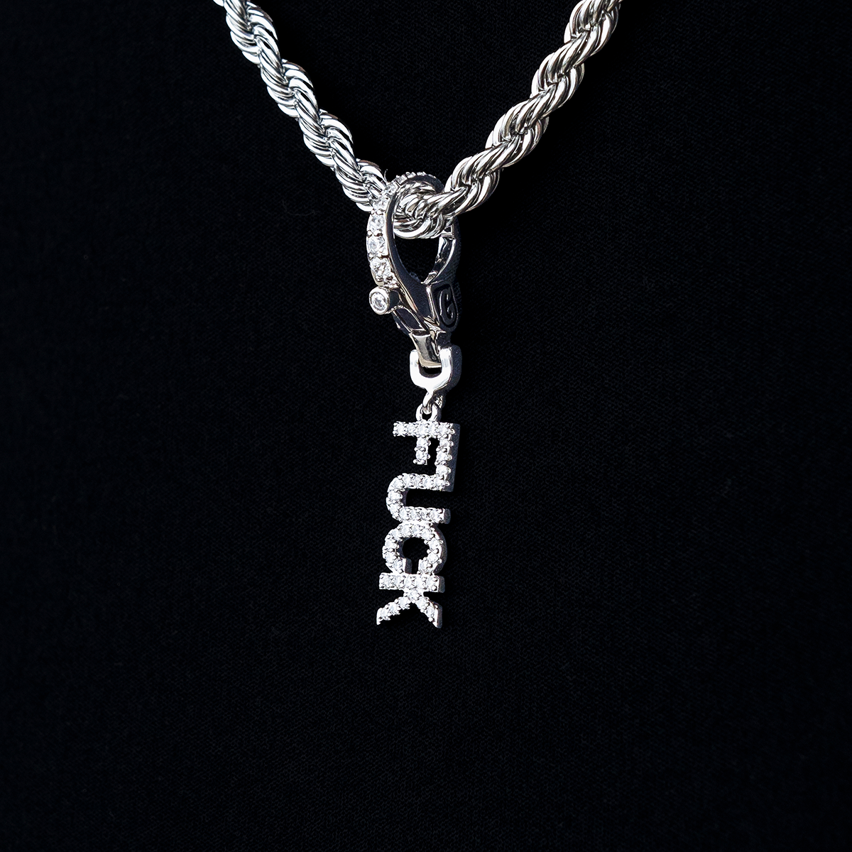 "Fuck" Clip On Pendant in White Gold