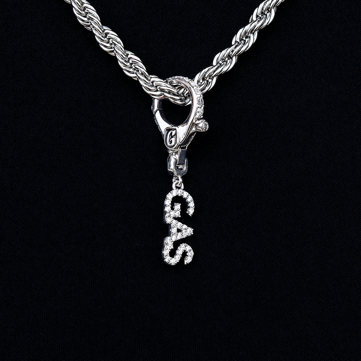 "Gas" Clip On Pendant in White Gold