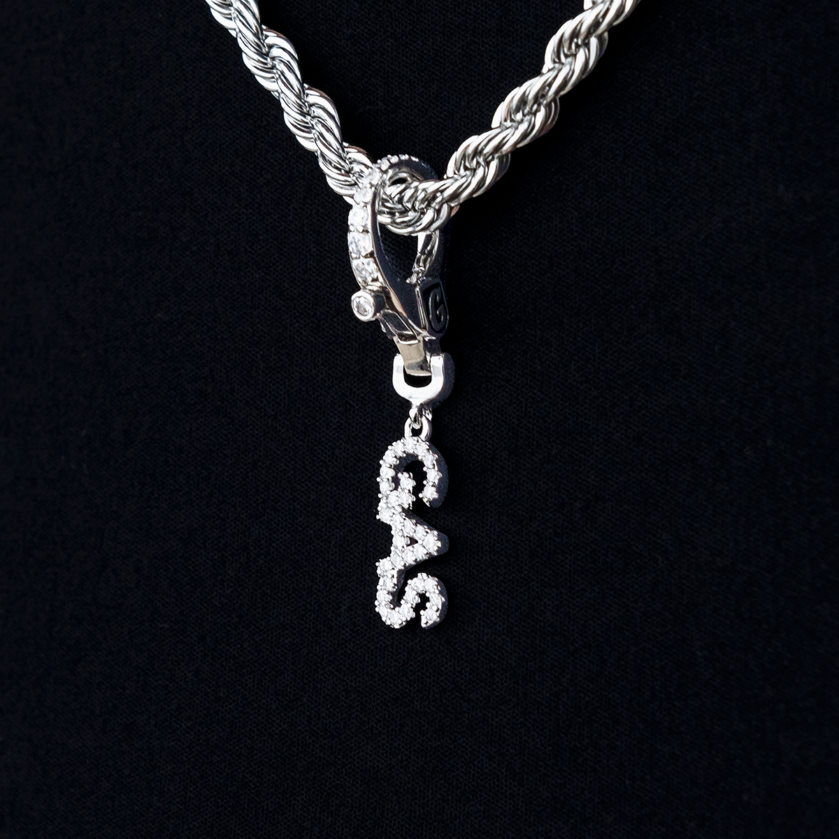 "Gas" Clip On Charm Pendant in White Gold
