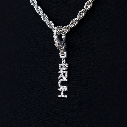 "Bruh" Clip On Charm Pendant in White Gold