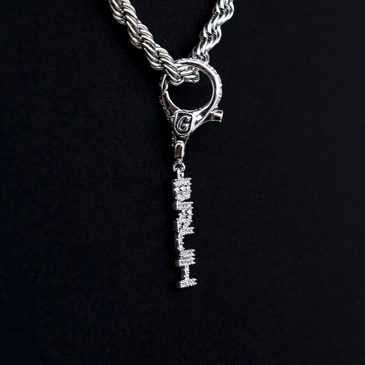 "Bruh" Clip On Charm Pendant in White Gold