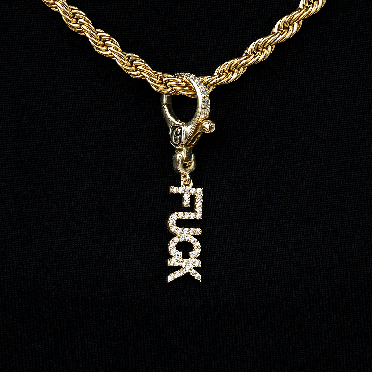 "Fuck" Clip On Charm Pendant in Yellow Gold