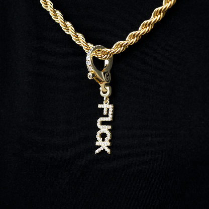 "Fuck" Clip On Charm Pendant in Yellow Gold