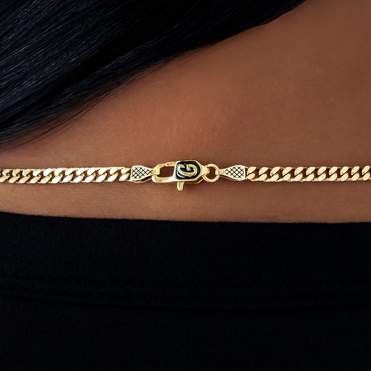 3MM Micro Cuban Necklace in Yellow Gold
