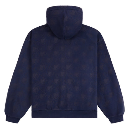 Monogram Zip Hoodie | Navy