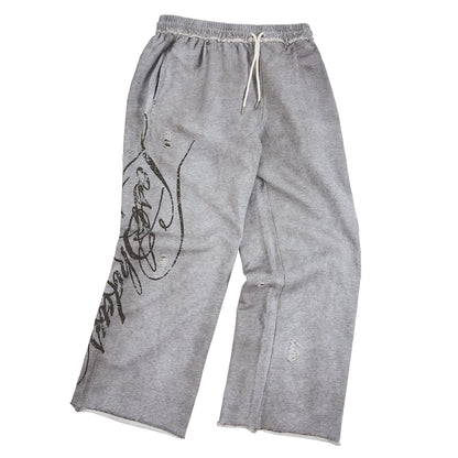 Distressed Script Sweatpant | Grey