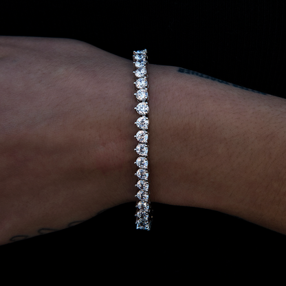 3 Prong Tennis Bracelet in White Gold