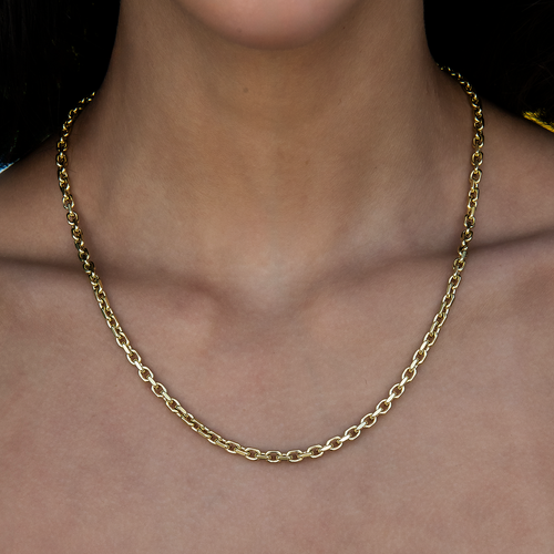 3.6mm Open Box Chain Necklace - Yellow Gold