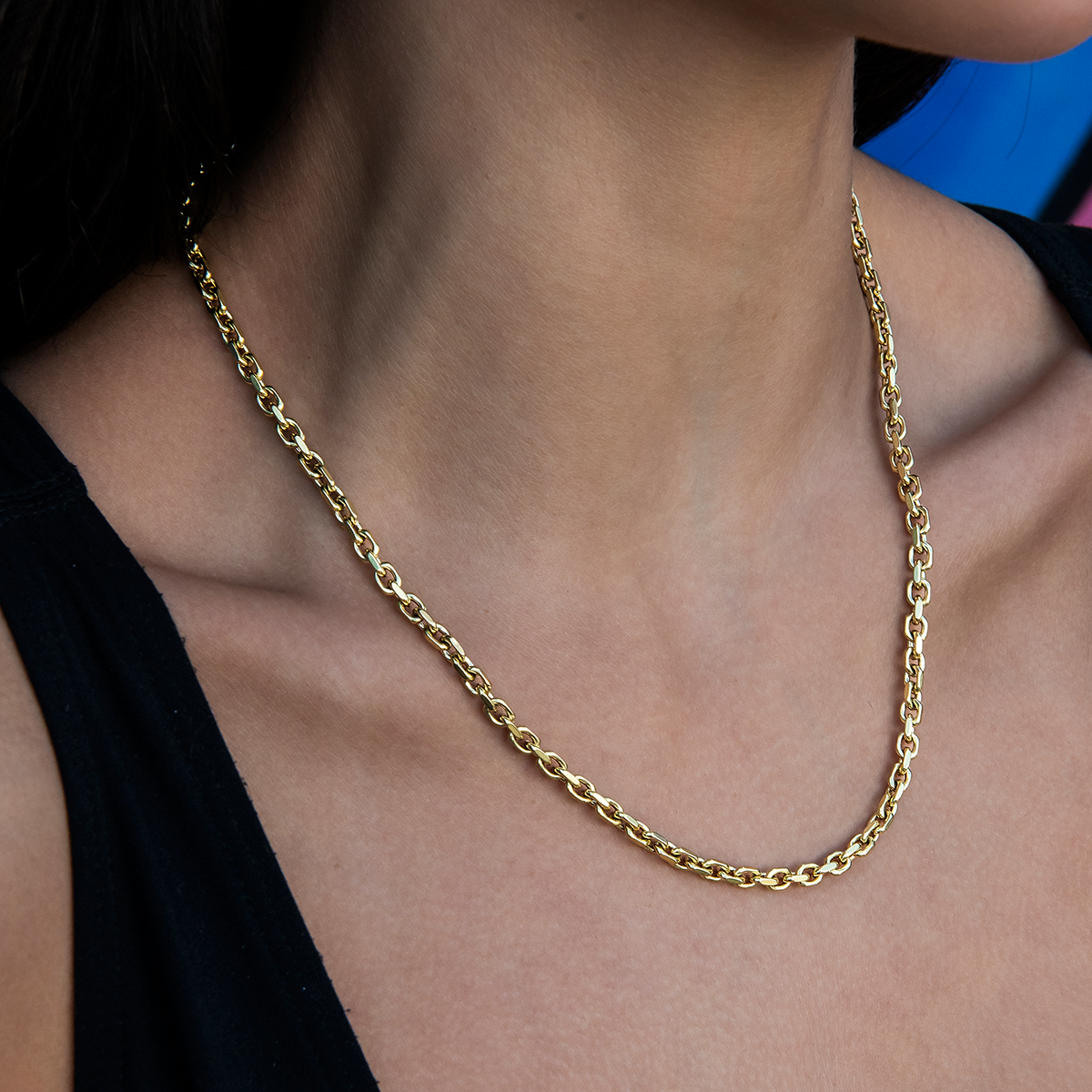 3.6mm Open Box Chain Necklace - Yellow Gold