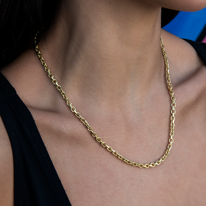 3.6mm Open Box Chain Necklace - Yellow Gold