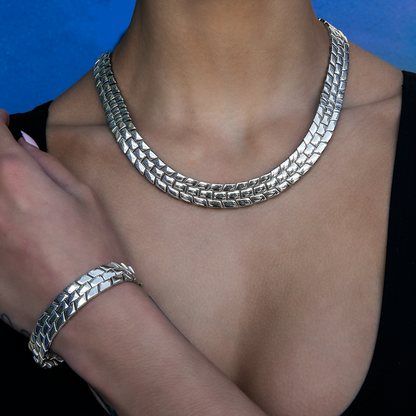 12MM Spine Chain Necklace - White Gold