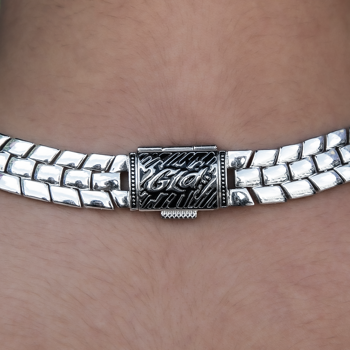 12MM Spine Chain Necklace - White Gold