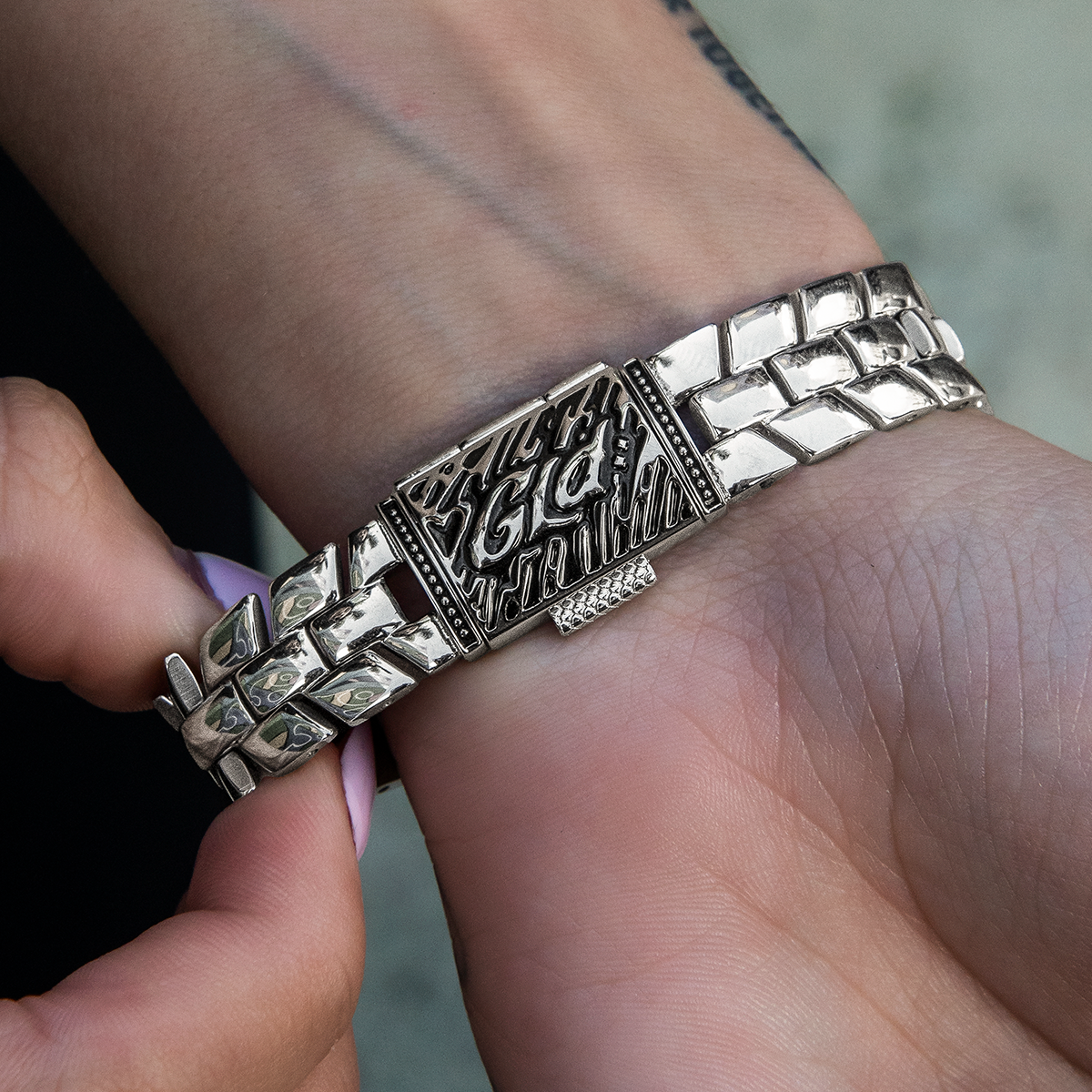 12MM Spine Chain Bracelet - White Gold