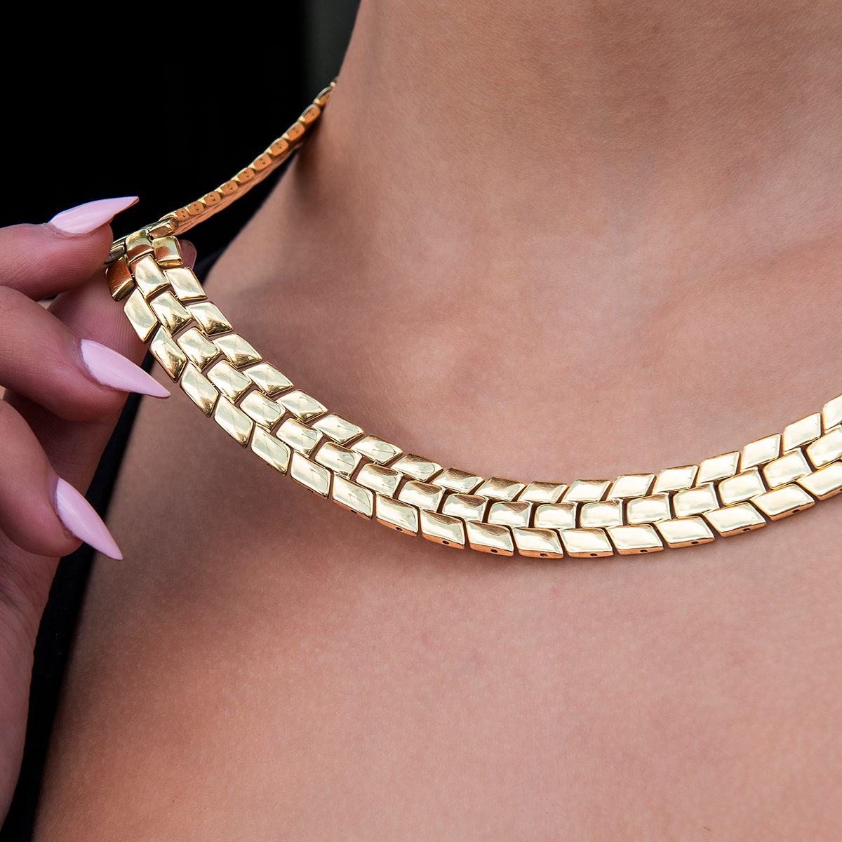 12MM Spine Chain Necklace - Yellow Gold