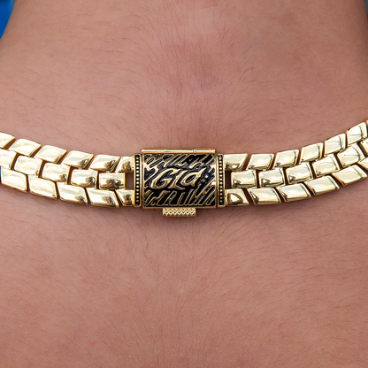 12MM Spine Chain Necklace - Yellow Gold