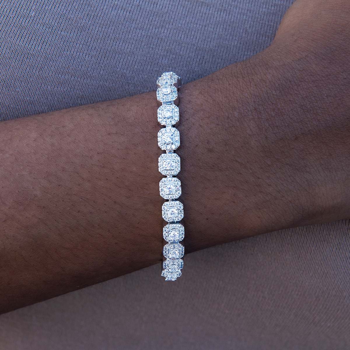Clustered Moissanite Tennis Bracelet in Sterling Silver - 6MM