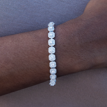 Clustered Moissanite Tennis Bracelet in Sterling Silver - 6MM