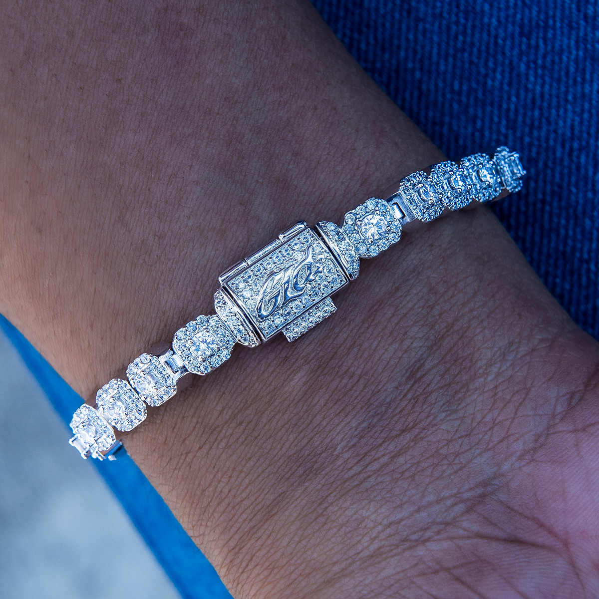 Clustered Moissanite Tennis Bracelet in Sterling Silver - 6MM