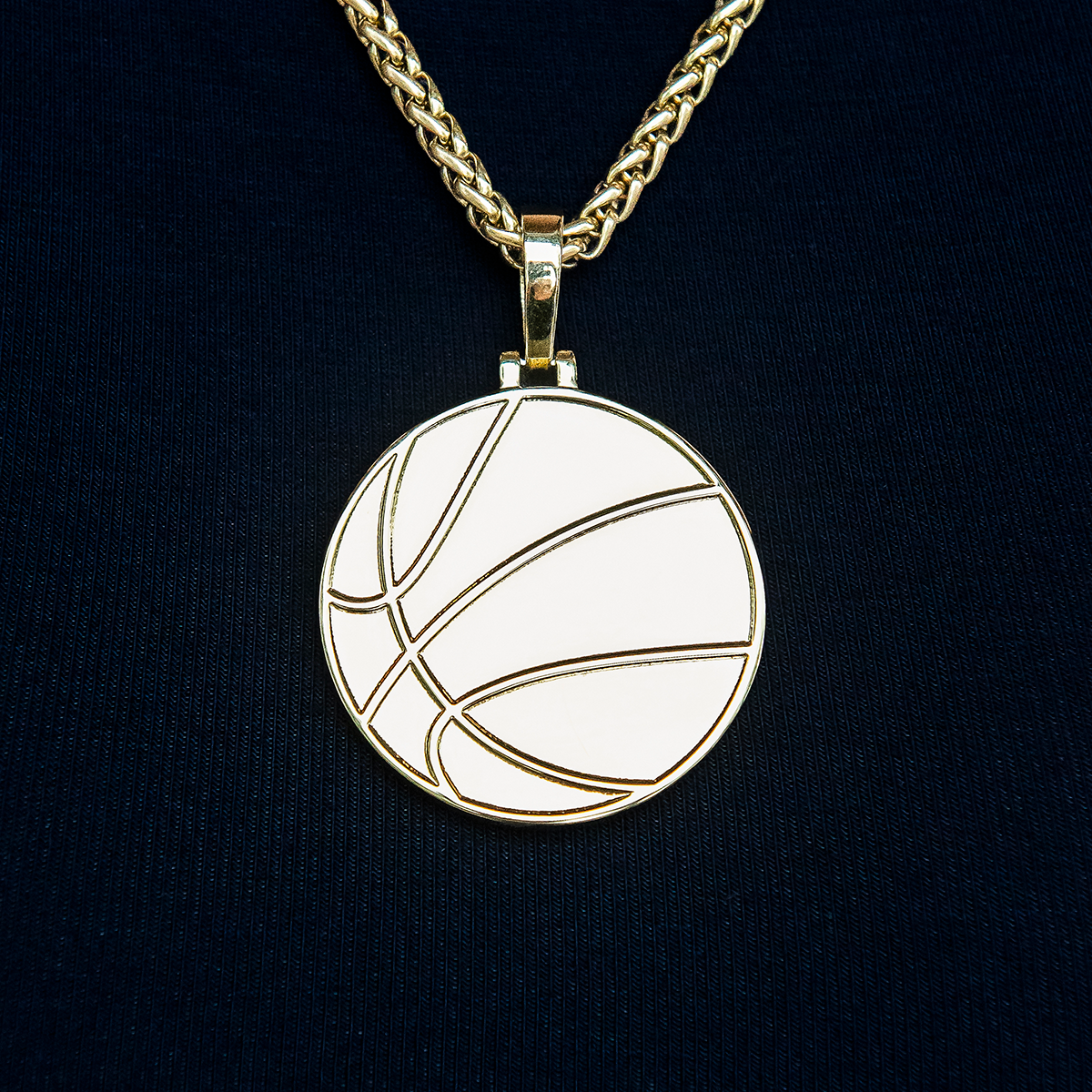 Basketball Coin Pendant in Yellow Gold