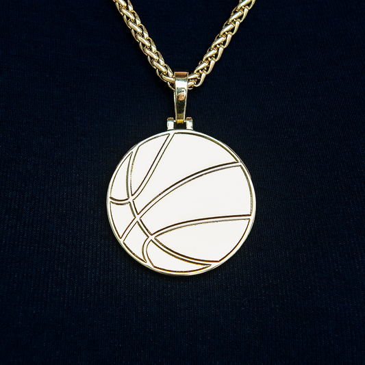 Basketball Coin Pendant in Yellow Gold