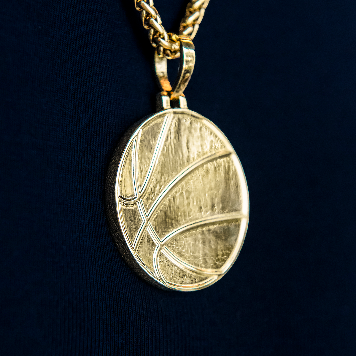 Basketball Coin Pendant in Yellow Gold