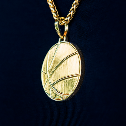 Basketball Coin Pendant in Yellow Gold
